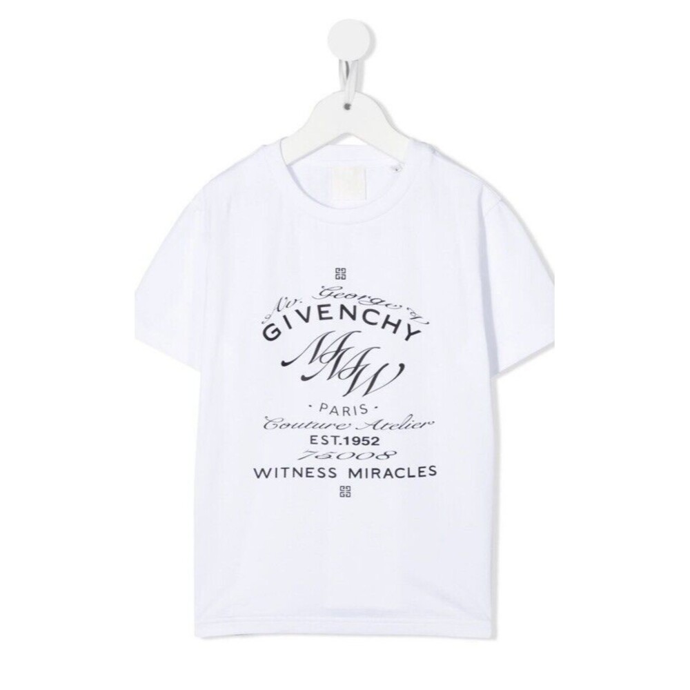 Givenchy Big Kids white cotton tshirt with logo size XS 100% Authentic